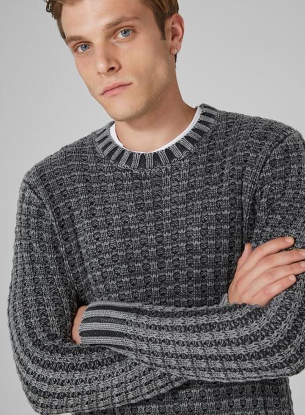 Topman Topshop LTD Men’s Waffle Knit Tunic Sweater Gray M 90s Grunge Style